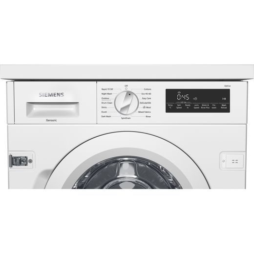 Siemens IQ-700 WI14W502GB Integrated 8kg Washing Machine with 1390 rpm - White - Control panel